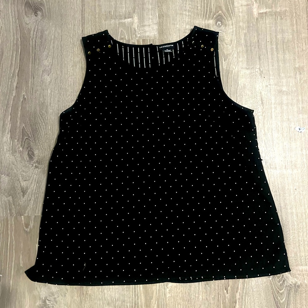Liz Claiborne Career Black Polka Dot Tank XL